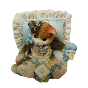 Cherished Teddies "Jasmine"‎ Figurine Cat In Chair Pastel Colors
